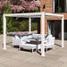 Side view of the Como Aluminium Outdoor Garden Pergola in white, featuring a modern design that enhances any patio or garden space.