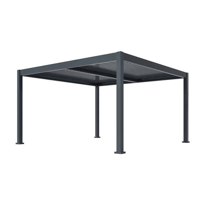 A sleek and sturdy pergola designed to enhance your outdoor space, featuring a durable aluminium frame and fully adjustable louvres for complete control over sunlight and shade.