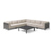 The Maze Ibiza Large Corner Sofa Set with Square Table, featuring robust aluminium frame and spacious layout. Dimensions: 312 cm x 312 cm for sofa, 100 cm x 100 cm table. Ideal for outdoor luxury seating.