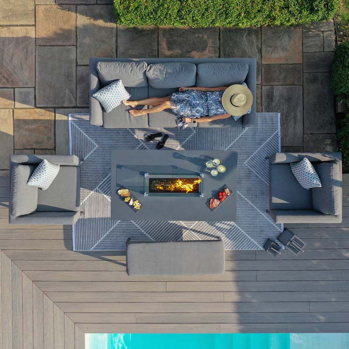 Another bird’s-eye shot of the Pulse 3 Seater Sofa Dining Set with Fire Pit, capturing the elegant arrangement and cosy atmosphere.