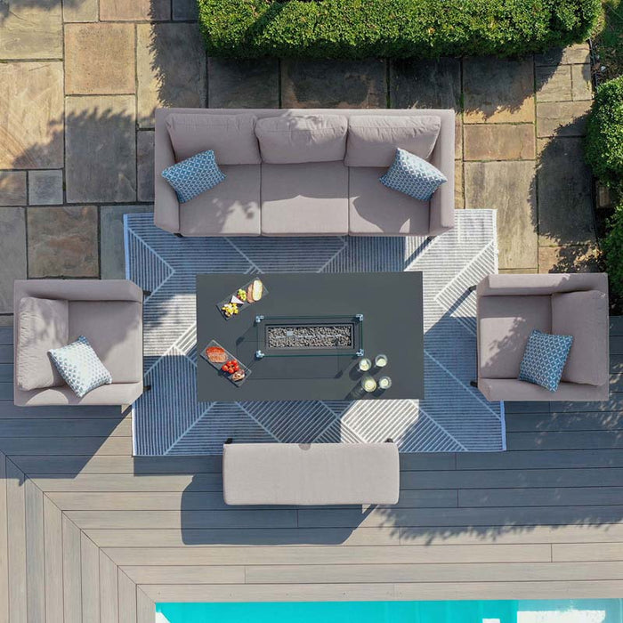 A top-down view of the Pulse 3 Seater Sofa Dining Set, showcasing the spacious layout and the sleek fire pit in the centre.