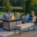 A family gathered around the Pulse 3 Seater Sofa Set, enjoying the warmth and elegance of the fire pit dining table.