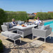 Lead chine Pulse 3 Seater Sofa Dining Set with Rising Table, perfect for outdoor lounging and dining by the poolside.