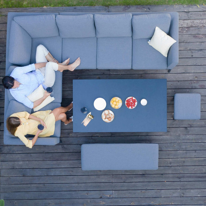 Birdseye view of the Pulse Rectangular Corner Dining Set with Rising Table.