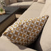 Close-up of a patterned cushion on the Pulse Rectangular Corner Dining Set.