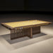 MBM Biliardi Kyoto contemporary billiard table with yellow cloth and sleek wooden frame.