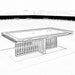 Artistic sketch of MBM Biliardi Kyoto pool table design with modern geometric wooden base.