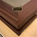 MBM Biliardi Kyoto walnut billiard table pocket detail with smooth cloth finish.