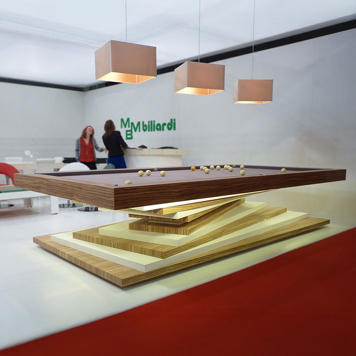 MBM Biliardi Ziggurat Pool Table in a Showcase Room.