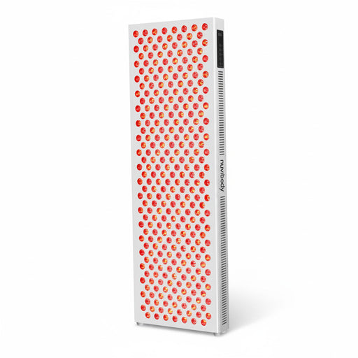 Nuvibody CORE 1500 Red Light Therapy Panel featuring a high-powered LED array for full-body treatment, promoting skin health, pain relief, and cellular regeneration.