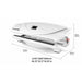 Nuvibody CORE Red Light Therapy Bed in closed position with dimensions shown, featuring a professional full-body red light therapy and wellness treatment system.