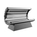 Side angled view of the open Nuvibody LITE red light therapy bed with sleek silver and black design for wellness and recovery sessions.