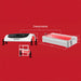 Nuvibody PRO red light therapy bed shown as a detachable unit with illustrated dimensions, portable design, and installation guidance.