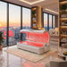 Nuvibody PRO Red Light Therapy Bed with illuminated red LED panels in an upscale wellness suite, providing full-body red light therapy for recovery, relaxation and skin rejuvenation.