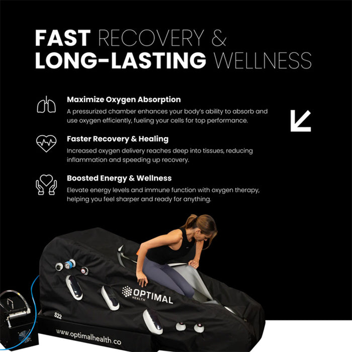 The S22 Soft Hyperbaric Oxygen Chamber enhances fast recovery and long-lasting wellness by boosting energy, reducing inflammation, and accelerating healing through hyperbaric oxygen therapy.