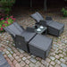 This image showcases the Paris 2 Seater Recliner Set with high backrests and footstools, perfect for ultimate relaxation in your garden.