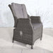 The Paris Recliner Chair is displayed in an upright position, featuring its elegant rattan design and supportive cushioning.