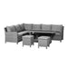 A side view of the Paris Deluxe Modular Corner Dining Set showcasing plush grey cushions on the spacious corner sofa, ideal for outdoor relaxation and dining.