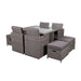 Paris 8 Seater Cube Set fully arranged with chairs and footstools, showcasing the complete setup in slate grey rattan.