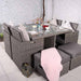 Paris 8 Seater Cube Set with grey cushions and decorative pillows, arranged for indoor dining.