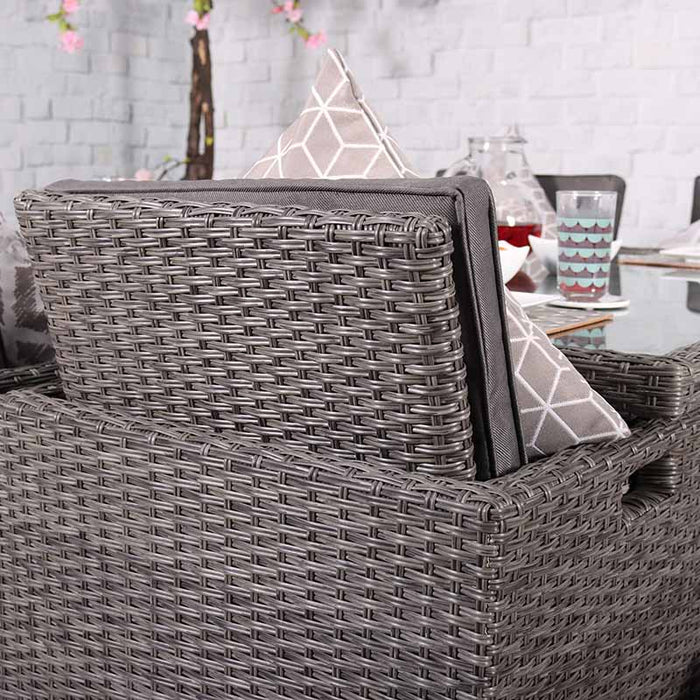 Close-up of the Paris 8 Seater Cube Set, highlighting the detailed rattan weave and cushion arrangement.