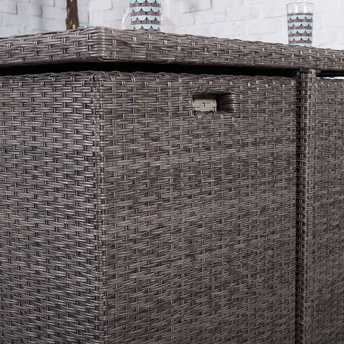 Close-up of the rattan weave on the Paris 8 Seater Cube Set, showcasing its durable and stylish design.