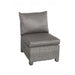 Grey cushioned chair from the Paris Fire Pit Dining Set, showcasing its comfortable and stylish design.