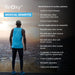 ReOxy Hypoxic Therapy Device medical benefits infographic listing cardiac rehabilitation applications and further research uses, dark landscape background.