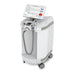 ReOxy Hypoxic Therapy Device in white boxy casing, three-quarter front-right view on wheels, touchscreen displaying active 11% O₂ test waveform, aimediq branding visible on screen.