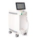 ReOxy Hypoxic Therapy Device in white boxy rectangular casing, three-quarter left-front view on wheels, touchscreen showing breathing waveform data, mask and tubing on right side.