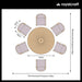 Floor plan of the Roma 6 Seater Dining Set with Deluxe Rope Chairs, illustrating the recommended footprint and chair arrangement around the round wooden table.