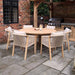 A beautifully arranged Roma 6 Seater Outdoor Dining Set with Rope Chairs, highlighting the round wooden table and luxury seating, perfect for outdoor entertaining.