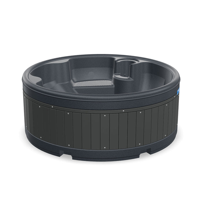 Light grey Rotospa Orbis Hot Tub showcasing compact spa design and seating layout.