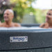 Close-up of Rotospa Orbis Hot Tub showcasing outdoor hydrotherapy relaxation experience.