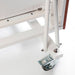 Underside detail of RS Barcelona ping pong table showing folding structure, metal frame and wheel system for stability and portability.