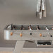 RS Barcelona RS2 football table in grey finish with wooden handles and metal legs, modern designer foosball table for contemporary homes.
