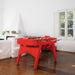 RS Barcelona RS2 football table in bold red colour showcasing modern designer foosball table craftsmanship.