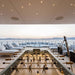 RS Barcelona RS2 football table on luxury yacht lounge deck with ocean views and modern outdoor seating.