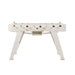 Front view of RS Barcelona RS2 Gold football table in white with gold hardware and sculptural legs, a modern luxury foosball table design.