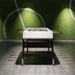 RS Barcelona RS3 Wood football table in modern indoor games room with green wall design, white frame and wooden legs, contemporary foosball table for stylish interiors.