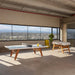 RS Barcelona RS3 Wood football table and ping pong table in minimalist indoor space with natural light, wooden legs and modern design for leisure and entertainment areas.