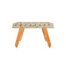 Front view of RS Barcelona RS4 Home football table in cream with solid wooden legs and wooden handles, modern designer foosball table.