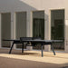 RS Barcelona You and Me monochrome ping pong table in white finish, minimalist outdoor table tennis table with clean lines in modern courtyard setting.