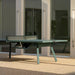 RS Barcelona You and Me monochrome ping pong table in dark grey with storage compartment, modern outdoor table tennis table with integrated net and sleek design.
