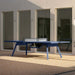 RS Barcelona You and Me monochrome ping pong table in blue with storage compartment, modern outdoor table tennis table with clean lines and sleek structure.
