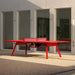 RS Barcelona You and Me monochrome ping pong table in light sage green with paddles, contemporary outdoor table tennis table in minimalist courtyard setting.