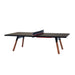 Modern outdoor ping pong table with black tabletop and wooden legs, RS Barcelona You and Me table tennis design suitable for covered outdoor use with sleek minimalist finish