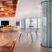 Contemporary lounge area featuring RS Barcelona You and Me ping pong table, stylish table tennis table in modern office breakout space
