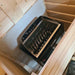 Close-up view of Harvia Heater in Sauna Barrel from Thermowood.