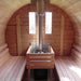 Interior view of Sauna Barrel from Thermowood 1.9 x 2m with heater.